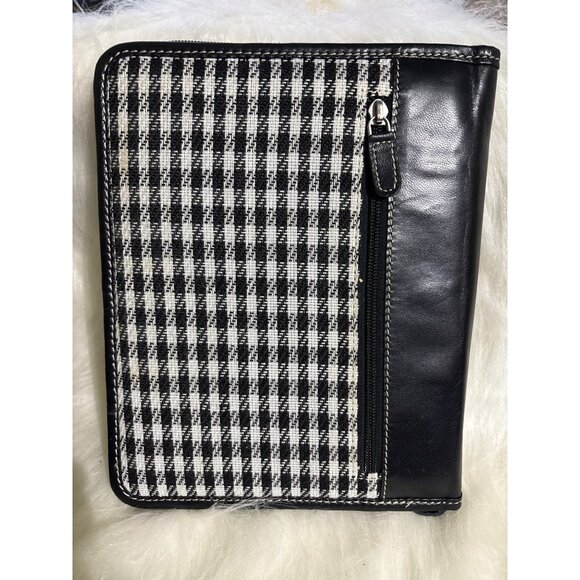 Houndstooth & Faux Leather Zippered Notebook Portfolio Organizer - Picture 4 of 6